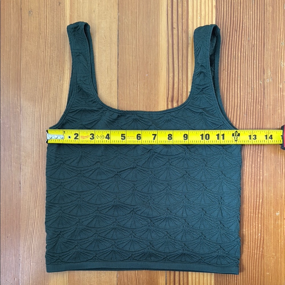 ANTHROPOLOGIE The Hannah Dark Green Textured Women's Crop Tank NWOT sz S/M - Picture 7 of 8